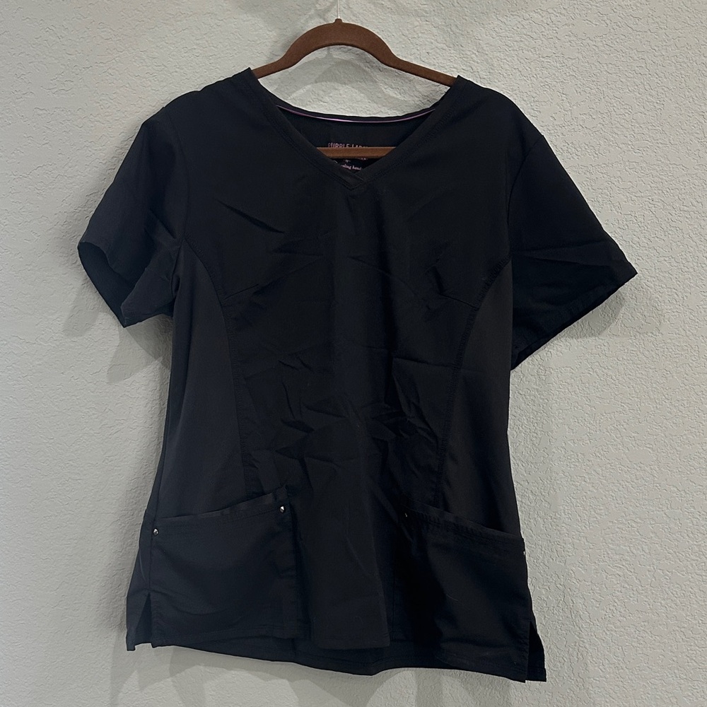 Healing Hands Black Short Sleeve V-Neck nursing scrub Top